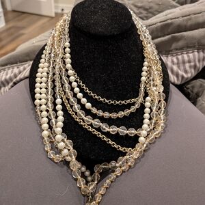Chic Multi-Layer Gold and Pearl Necklace